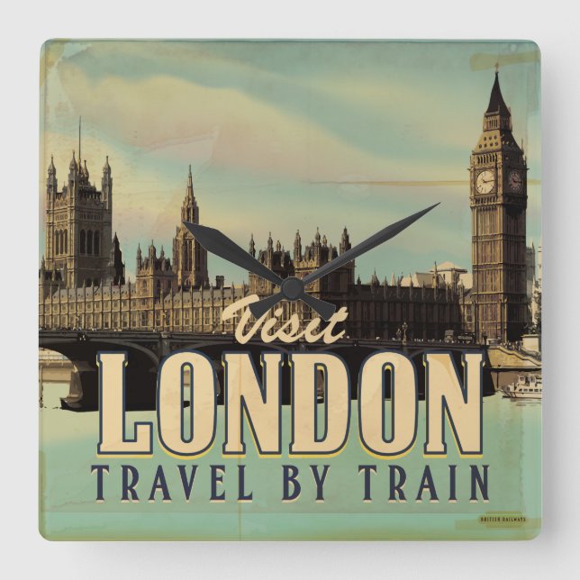 Visit London vintage poster Square Wall Clock (Front)