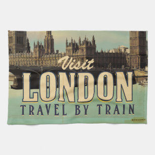 Visit London vintage poster Tea Towel