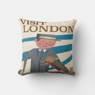 Visit London vintage travel poster art Cushion