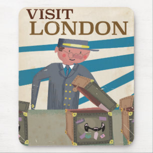 Visit London vintage travel poster art Mouse Mat