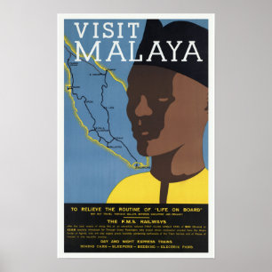 Visit Malaya Malaysia Railways Poster