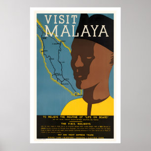 Visit Malaysia Vintage Travel Poster - Framed