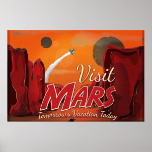 Visit Mars Vintage Poster