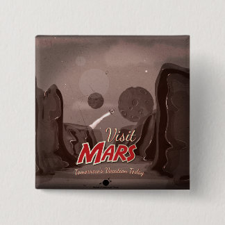 Visit Mars Vintage Poster 15 Cm Square Badge