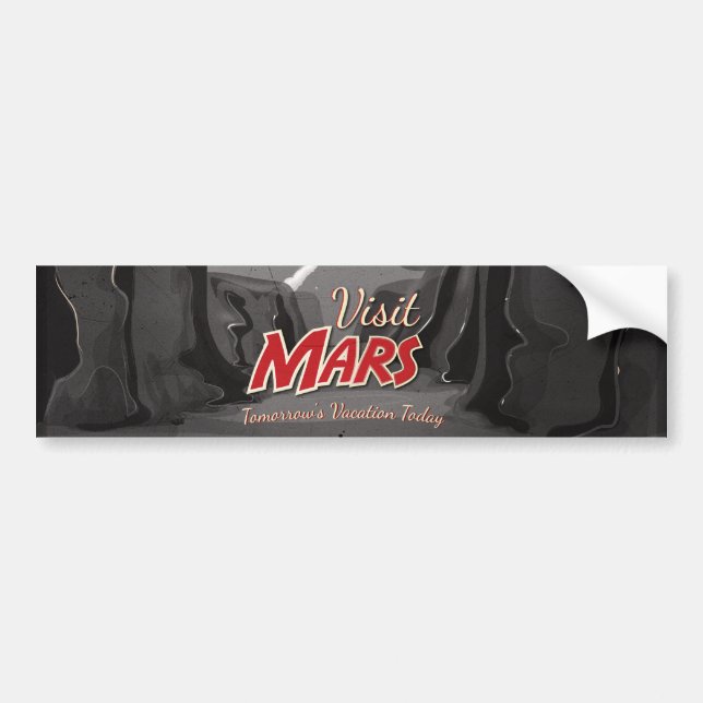 Visit Mars Vintage Poster Bumper Sticker (Front)