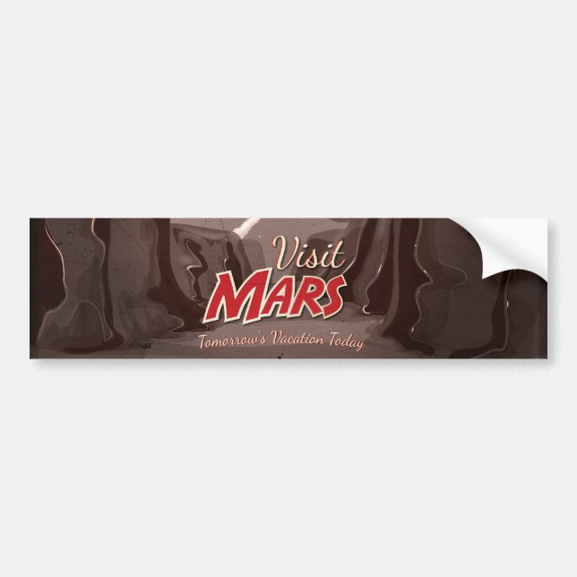 Visit Mars Vintage Poster Bumper Sticker (Front)