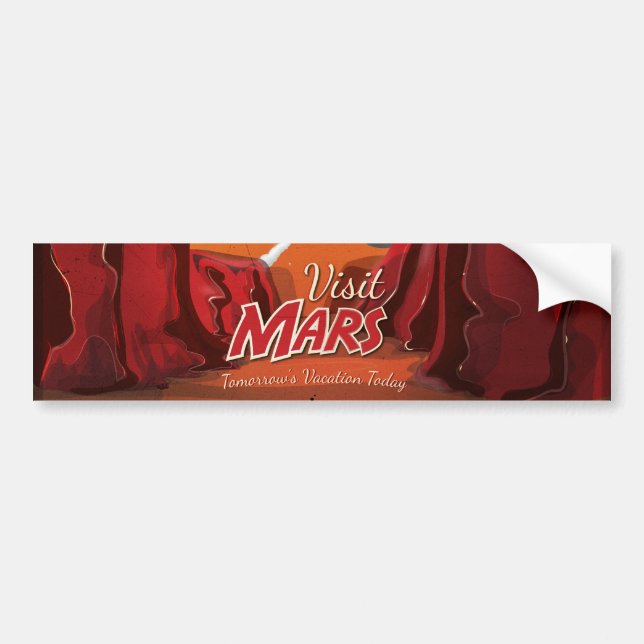 Visit Mars Vintage Poster Bumper Sticker (Front)