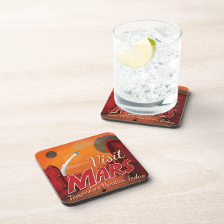 Visit Mars Vintage Poster Coaster