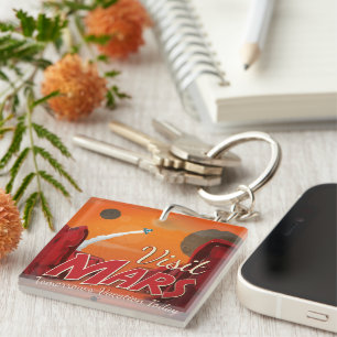 Visit Mars Vintage Poster Key Ring