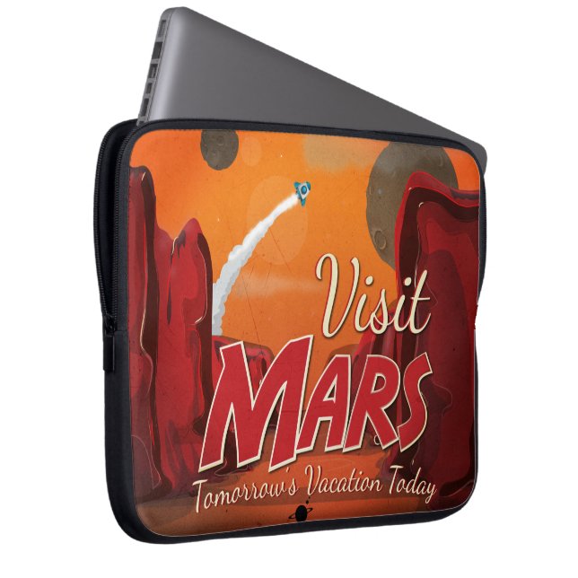Visit Mars Vintage Poster Laptop Sleeve (Front Right)