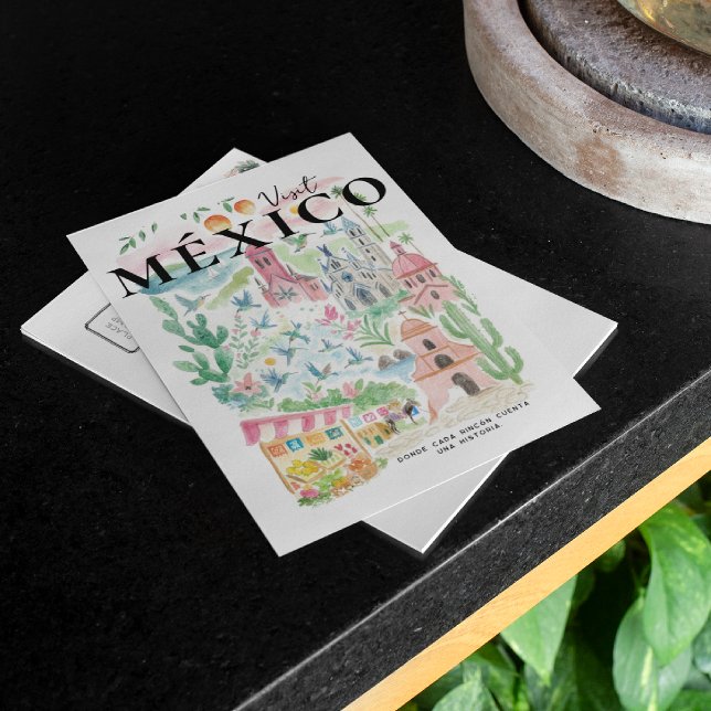 Visit México Watercolor Travel Postcard (Creator Uploaded)
