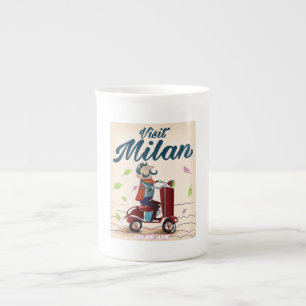 Visit Milan cartoon vintage travel poster Bone China Mug