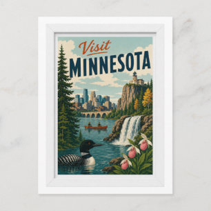Visit Minnesota Travel Vintage Postcard