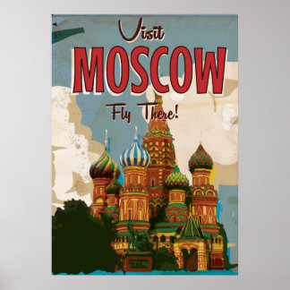 Visit Moscow vintage travel poster