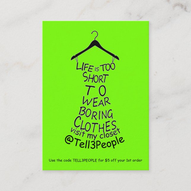 Visit My Closet Business Card Clothes Shopping (Front)