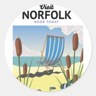 Visit Norfolk Book today travel poster Classic Round Sticker