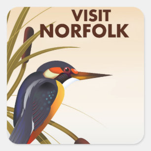 Visit Norfolk vintage travel poster. Square Sticker