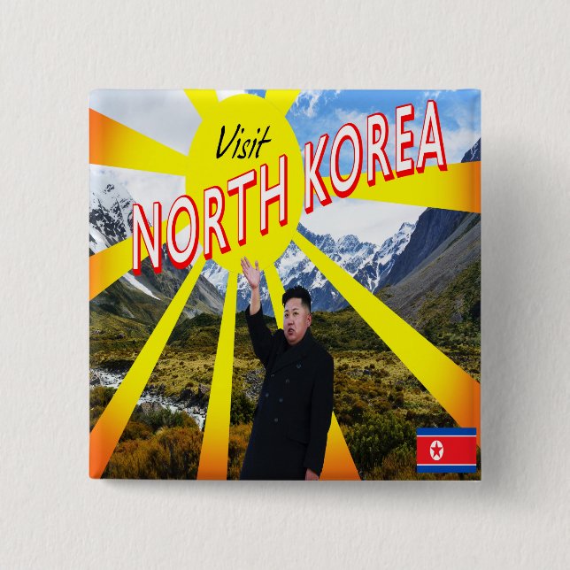 Visit North Korea 15 Cm Square Badge (Front)