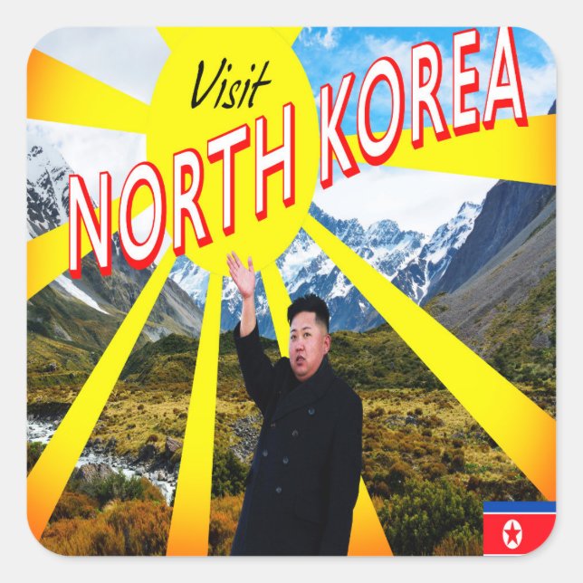Visit North Korea Square Sticker (Front)