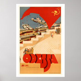 Visit Odessa Ukraine Soviet Era Vintage Travel Poster