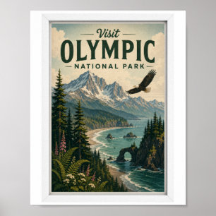 Visit Olympic National Park Travel Vintage Poster