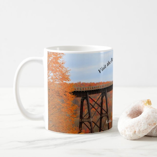 Visit PA Wilds Picturesque Souvenir Kinzua Bridge Coffee Mug (With Donut)