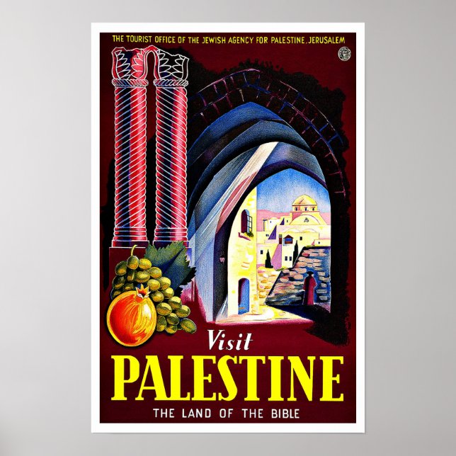Visit Palestine Vintage Travel Poster (Front)