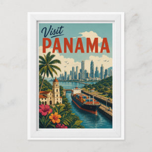 Visit Panama Travel Vintage Postcard