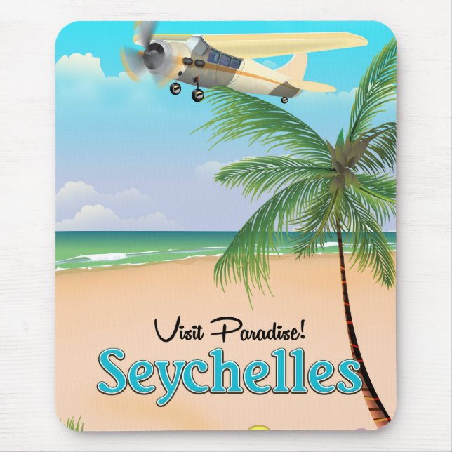Visit Paradise! Seychelles travel poster Mouse Mat (Front)