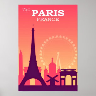 Visit Paris Vintage Poster