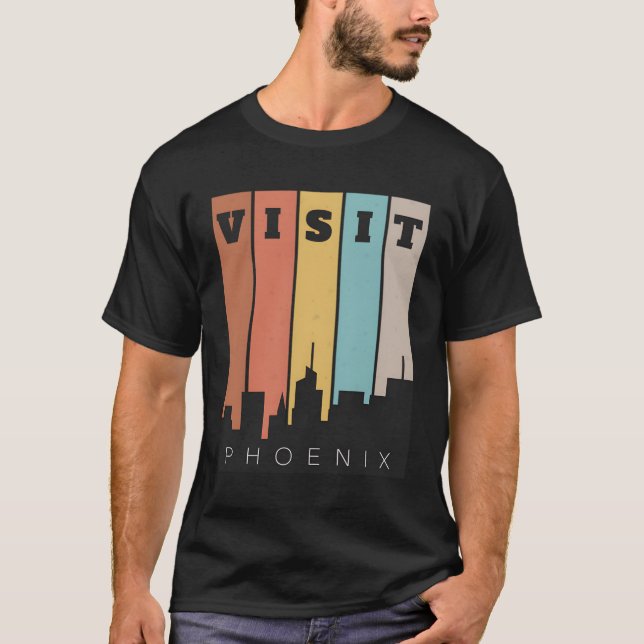 Visit Phoenix The Valley Of The Sun Skyline Retro  T-Shirt (Front)
