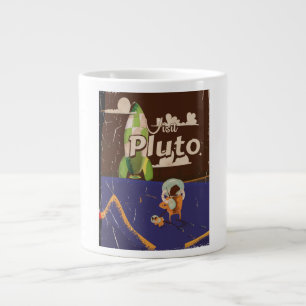 Visit Pluto Vintage Travel poster Large Coffee Mug