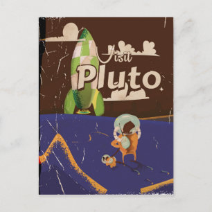 Visit Pluto Vintage Travel poster Postcard