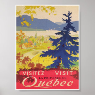 Visit Quebec Canada Vintage Travel Poster