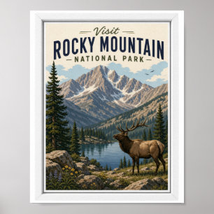 Visit Rocky Mountain National Park Travel Vintage Poster