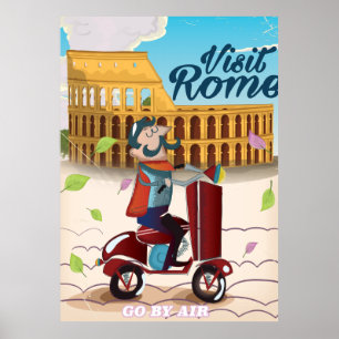 Visit Rome cartoon travel poster