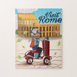 Visit Rome cartoon travel poster Jigsaw Puzzle