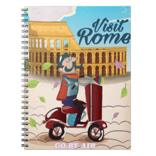Visit Rome cartoon travel poster Notebook