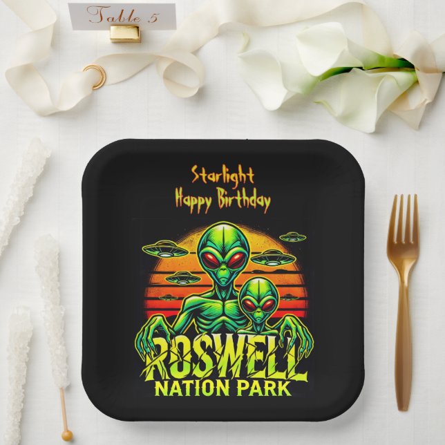 Visit Roswell’s Alien Encounter Spot! Paper Plate (Wedding)