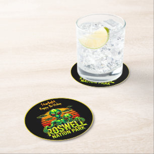Visit Roswell’s Alien Encounter Spot! Round Paper Coaster