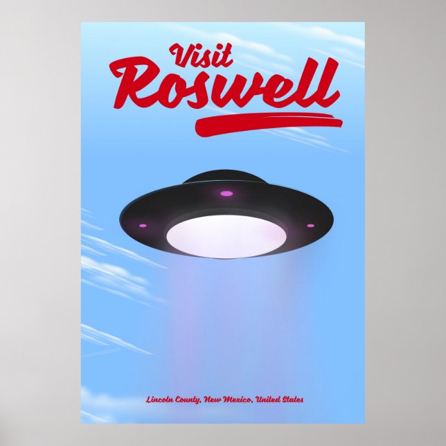 Visit Roswell UFO vintage poster Colour (Front)