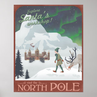 Visit Santa's workshop at the North Pole Poster
