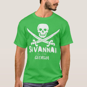 Visit Savannah, Georgia with Pirate Flag Souvenir  T-Shirt