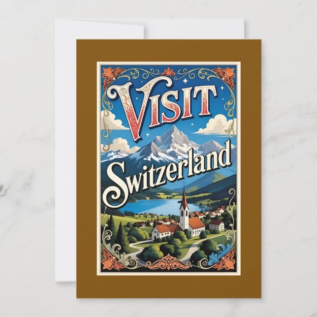 Visit Switzerland travel poster, Holiday Card (Front)