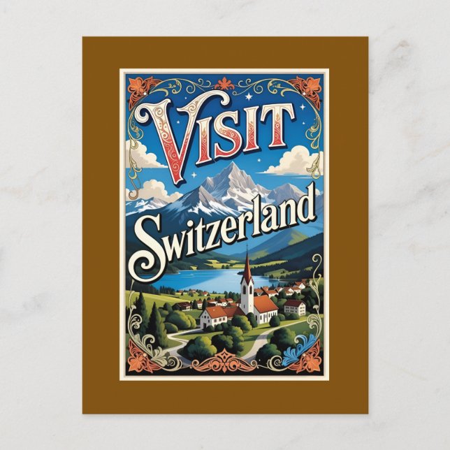 Visit Switzerland travel poster, Holiday Postcard (Front)