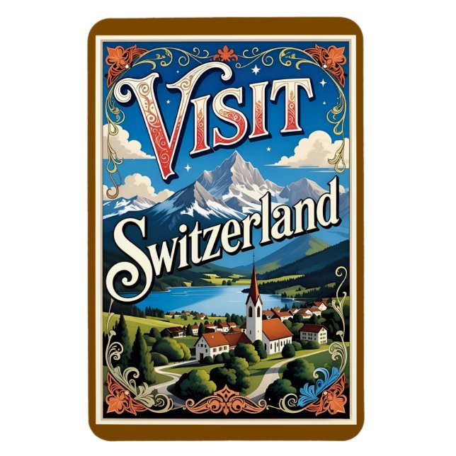 Visit Switzerland travel poster, Magnet (Vertical)