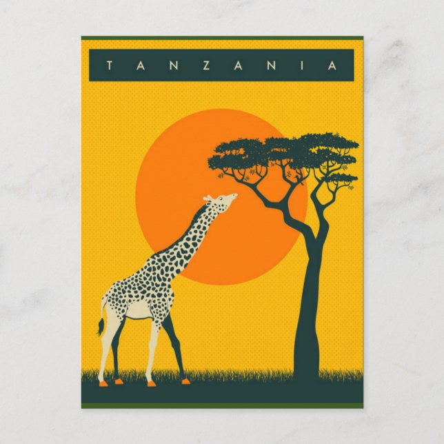 Visit Tanzania Vintage travel Postcard (Front)