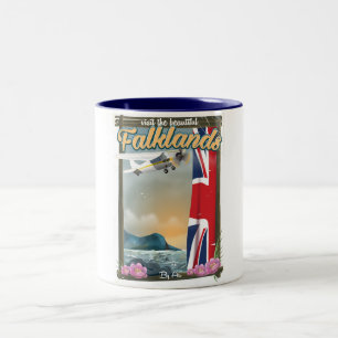 Visit the Beautiful Falklands travel poster Two-Tone Coffee Mug