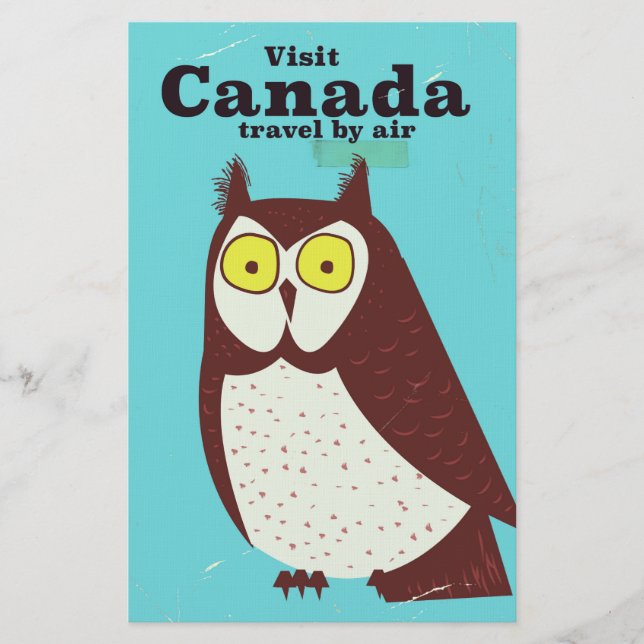 Visit the Canada Owl poster Stationery (Front)