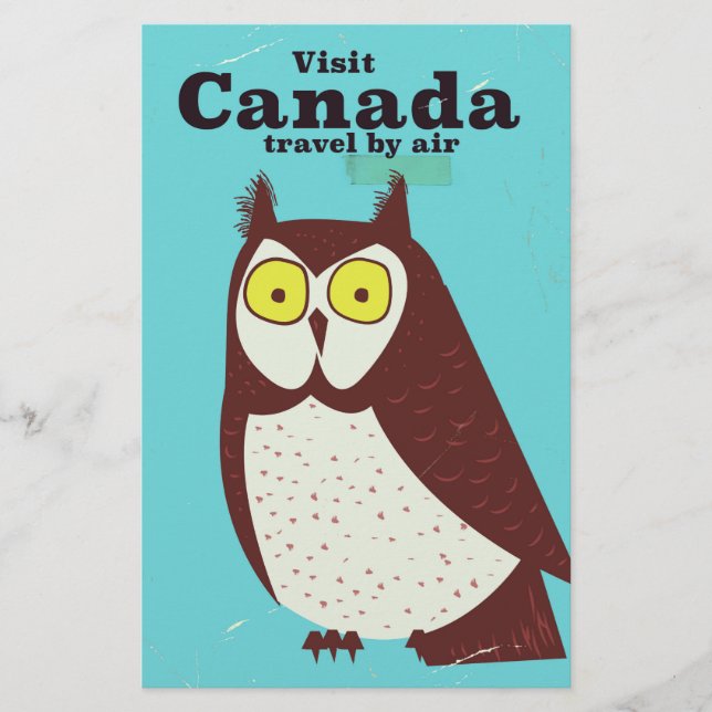 Visit the Canada Owl poster Stationery (Front)